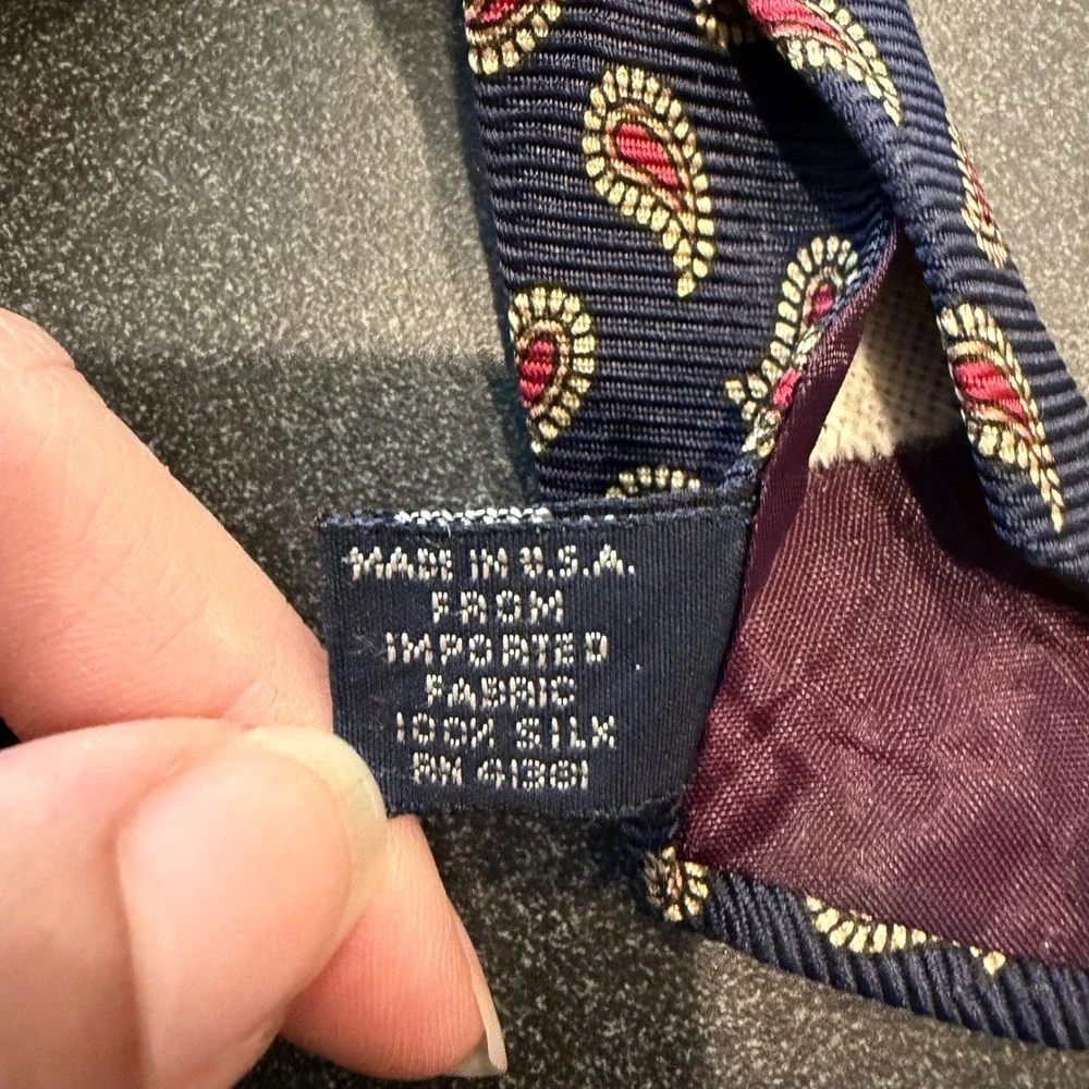 Vintage Polo Ralph Lauren Silk Tie Mens Navy Blue Red Paisley Classic Business